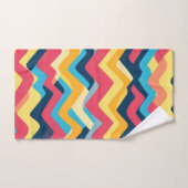 Abstrakte Zigzag Wavy Farben Badhandtuch Set (Handtuch)