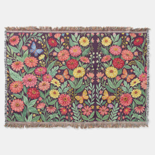 Abstrakte Zinnias Schmetterlinge Cottagecore-Decke Decke