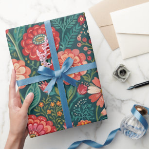 Abstrakte Zinnias Schmetterlinge Geschenkpapier