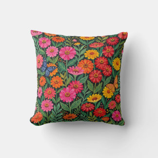 Abstrakte Zinnien Schmetterlinge Wurfkissen Kissen