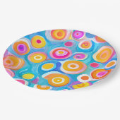 Abstrakte Zirkel Artisan Modern Happy Birthday Fun Pappteller (Schrägansicht)