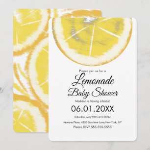 Abstrakte Zitronen-Zitrus-Gelbe Limonade-Baby-Part Einladung