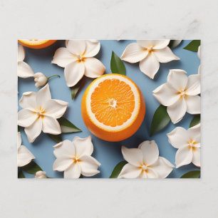 Abstrakte Zitrusfrüchte Orange und Blume Postkarte
