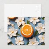 Abstrakte Zitrusfrüchte Orange und Blume Postkarte (Vorne/Hinten)
