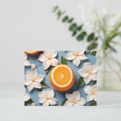 Abstrakte Zitrusfrüchte Orange und Blume Postkarte (Stehend Vorderseite)