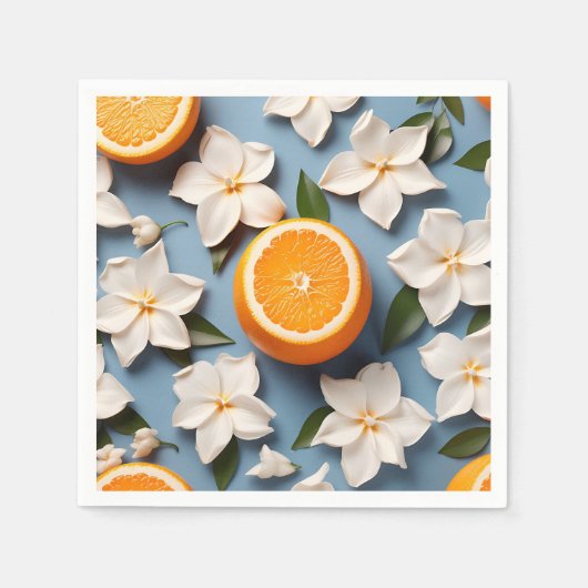 Abstrakte Zitrusfrüchte Orange und Blume Serviette (Vorderseite)