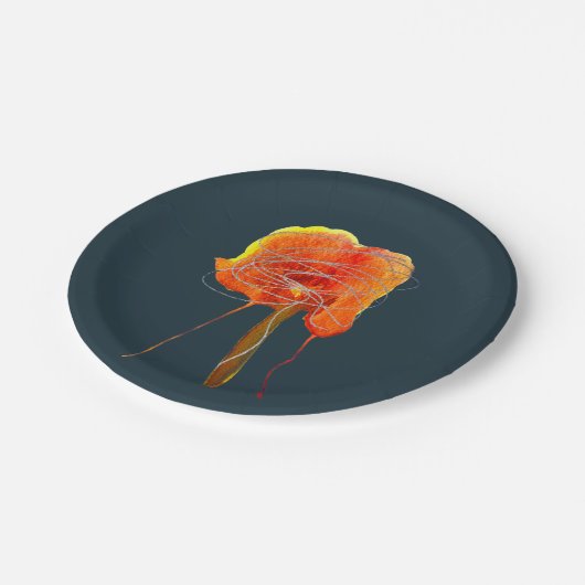 Abstrakte zitterne Blume Moderne Kunst Pappteller (Schrägansicht)