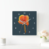 Abstrakte zitterne Blume Moderne Kunst Quadratische Wanduhr (Zuhause)