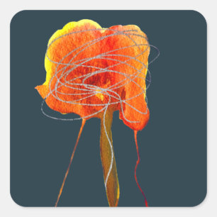 Abstrakte zitterne Blume Moderne Kunst Quadratischer Aufkleber