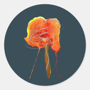 Abstrakte zitterne Blume Moderne Kunst Runder Aufkleber