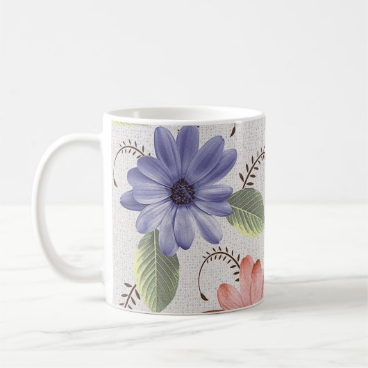 abstrakte Zuhause dekorative Blume Ölfarbe Wand bi Kaffeetasse (Links)
