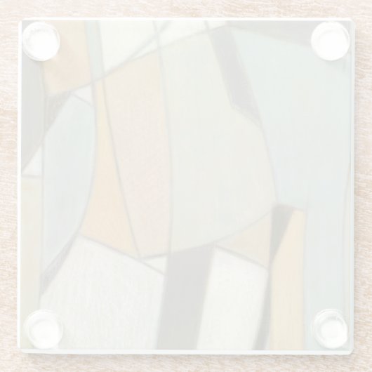 Abstrakte Zusammensetzung mit gedämpften Farben Glasuntersetzer (Rückseite)