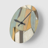 Abstrakte Zusammensetzung mit gedämpften Farben Runde Wanduhr (Winkel)
