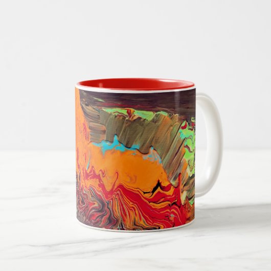 Abstrakte Zwei-Tone-Tasse "Orange Blast" Zweifarbige Tasse (VorderseiteRechts)