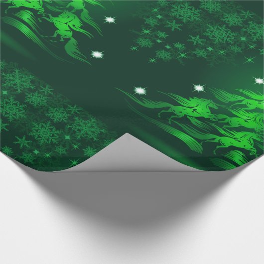 Abstrakten Sieben tanzende Pferde Baum Große Grüne Geschenkpapier (Ecke)