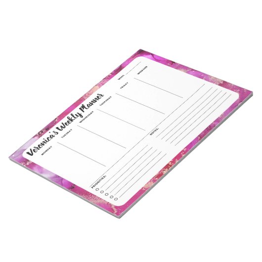 Abstrakten Wochen rosa Marmor, um Notepad aufzulis Notizblock (angewinkelt)