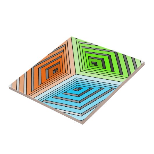 Abstrakter 3D-Cube Fliese (Seite)