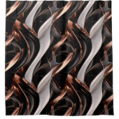 Abstrakter 3D-Effekt von Schwarz, Silber und Kupfe Duschvorhang (Vorderseite)