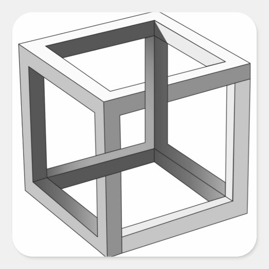 Abstrakter 3D-Würfel aus Schwarz und Weiß Quadratischer Aufkleber (Vorderseite)