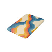 Abstrakter 70er Retro Orange Blue Wavy Strip Muste Badematte (Schrägansicht)