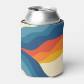 Abstrakter 70er Retro Orange Blue Wavy Strip Muste Dosenkühler (Kanne Vorderseite)