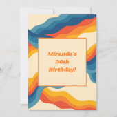 Abstrakter 70er Retro Orange Blue Wavy Strip Muste Einladung (Vorderseite)