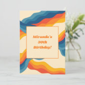 Abstrakter 70er Retro Orange Blue Wavy Strip Muste Einladung (Stehend Vorderseite)