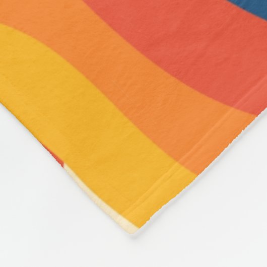 Abstrakter 70er Retro Orange Blue Wavy Strip Muste Fleecedecke (Ecke)