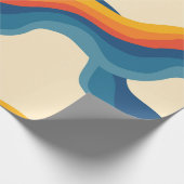 Abstrakter 70er Retro Orange Blue Wavy Strip Muste Geschenkpapier (Ecke)