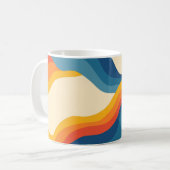 Abstrakter 70er Retro Orange Blue Wavy Strip Muste Kaffeetasse (Vorderseite Links)