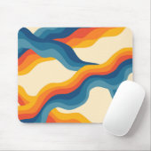 Abstrakter 70er Retro Orange Blue Wavy Strip Muste Mousepad (Mit Mouse)