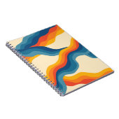 Abstrakter 70er Retro Orange Blue Wavy Strip Muste Notizblock (Rechte Seite)