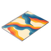 Abstrakter 70er Retro Orange Blue Wavy Strip Muste Notizblock (Linke Seite)
