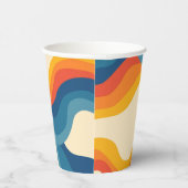 Abstrakter 70er Retro Orange Blue Wavy Strip Muste Pappbecher (Rechts)