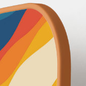 Abstrakter 70er Retro Orange Blue Wavy Strip Muste Pickleball Schläger (Linke Seite)