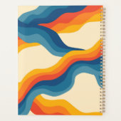Abstrakter 70er Retro Orange Blue Wavy Strip Muste Planer (Rückseite)