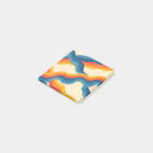 Abstrakter 70er Retro Orange Blue Wavy Strip Muste Post-it Klebezettel (angewinkelt)