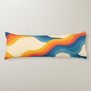 Abstrakter 70er Retro Orange Blue Wavy Strip Muste Seitenschläferkissen