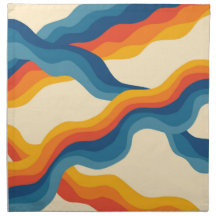Abstrakter 70er Retro Orange Blue Wavy Strip Muste