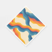 Abstrakter 70er Retro Orange Blue Wavy Strip Muste Serviette (Ecke)