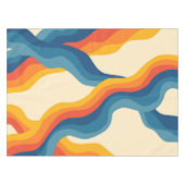 Abstrakter 70er Retro Orange Blue Wavy Strip Muste Tischdecke (Vorderseite (Horizontal))