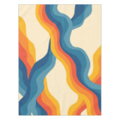 Abstrakter 70er Retro Orange Blue Wavy Strip Muste Tischdecke (Vorderseite)