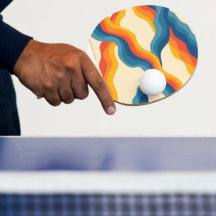 Abstrakter 70er Retro Orange Blue Wavy Strip Muste