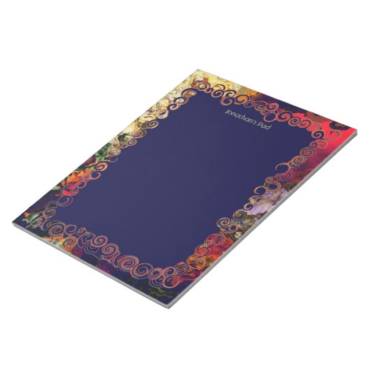 Abstrakter Abend Red, Cream & Midnight Notepad Notizblock (angewinkelt)