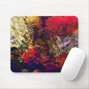 Abstrakter Abend Rot, Creme & Mitternachtswirbel Mousepad