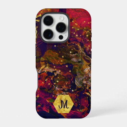 Abstrakter Abend Rot, Creme und Mitternacht Blau iPhone Hülle (Rückseite)