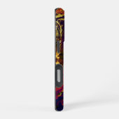 Abstrakter Abend Rot, Creme und Mitternacht Blau iPhone Hülle (Rechte Seite)