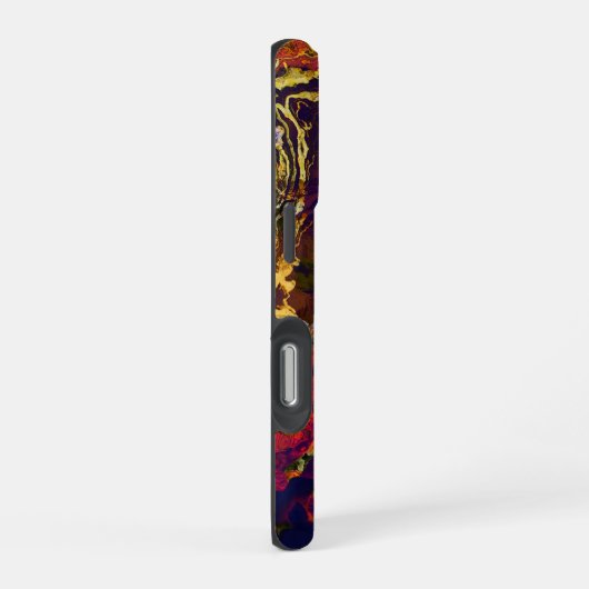 Abstrakter Abend Rot, Creme und Mitternacht Blau iPhone Hülle (Rechte Seite)