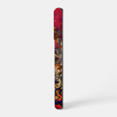 Abstrakter Abend Rot, Creme und Mitternacht Blau iPhone Hülle (Linke Seite)