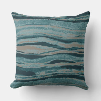 Abstrakter Achat-Streifen Teal Grün Blau Taupe Kissen